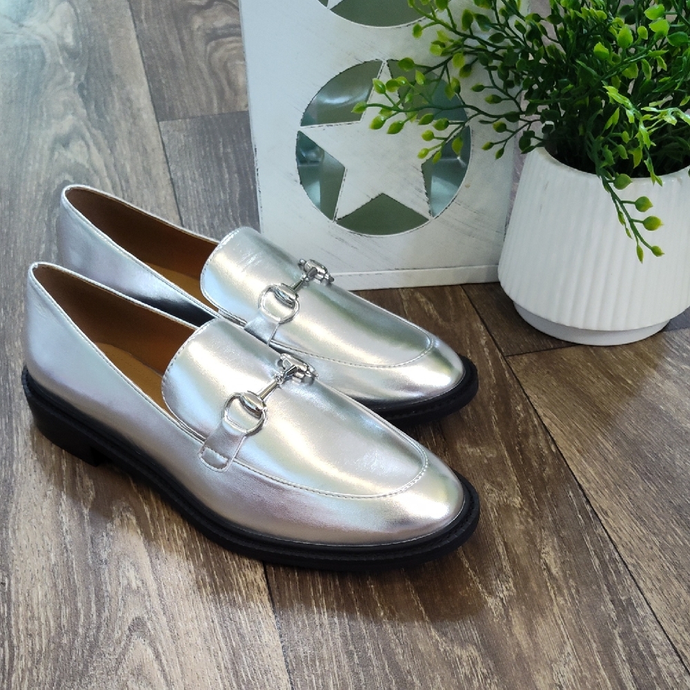 Women's Silver Loafers
